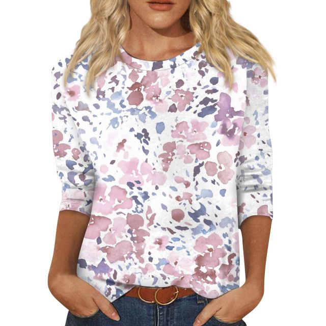 Custom Printing T-shirt Women's Casual O-Neck,