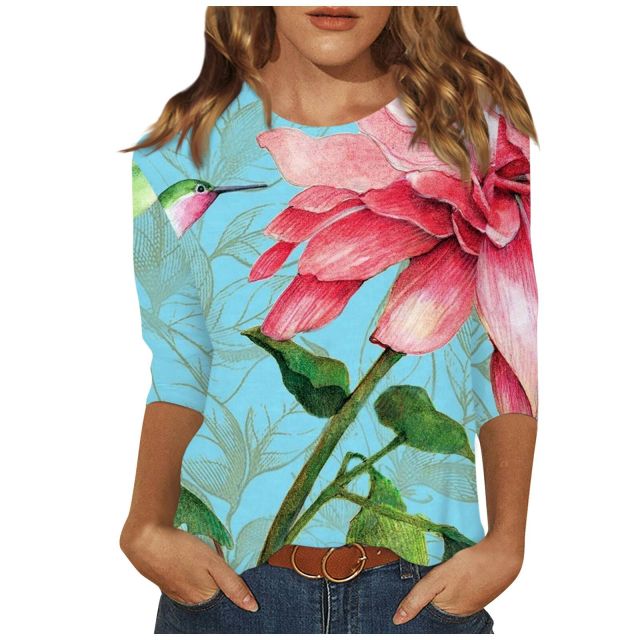 Custom Printing T-shirt Women's Casual O-Neck