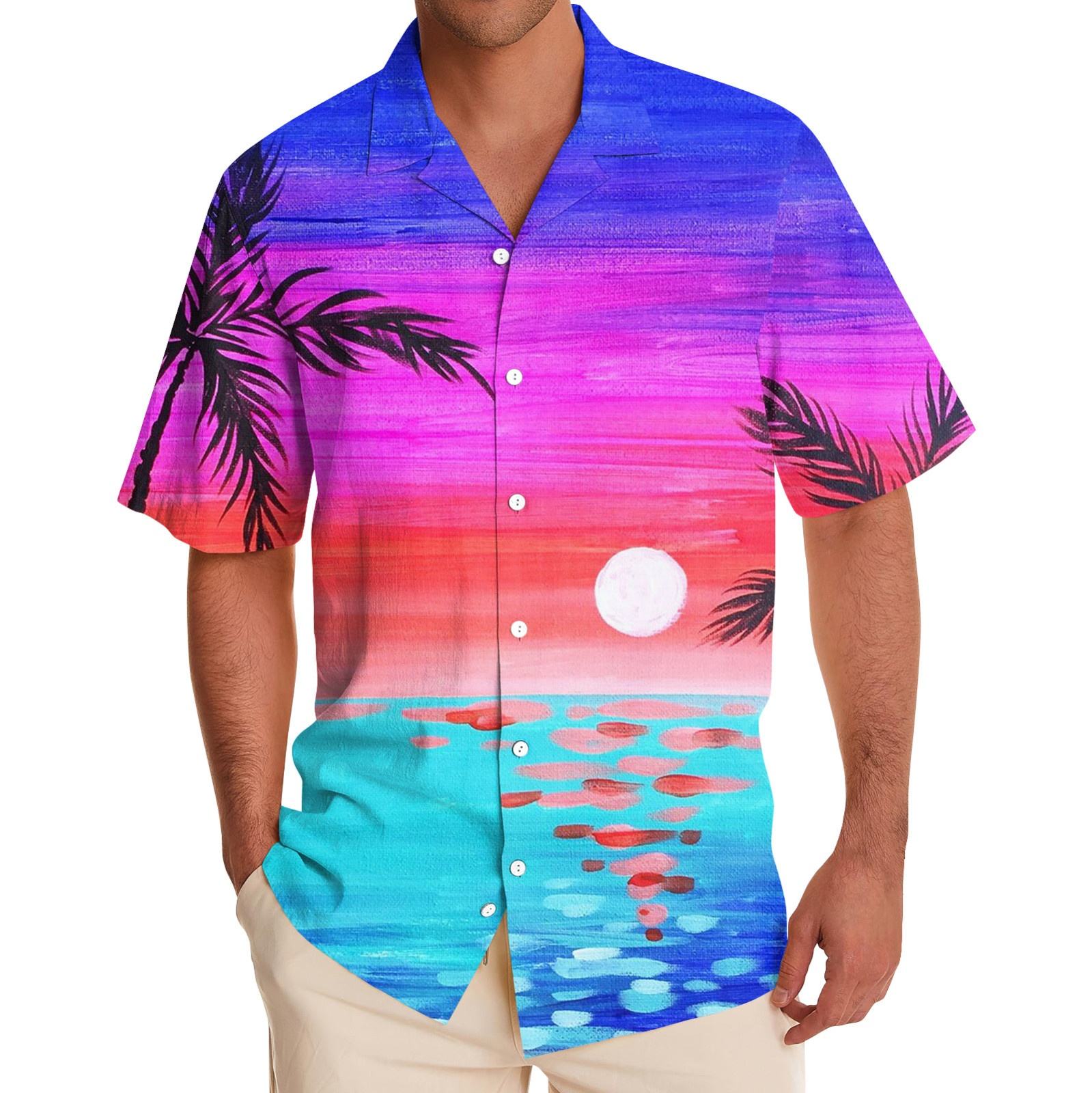 Print Floral Pattern Button Shirts Men